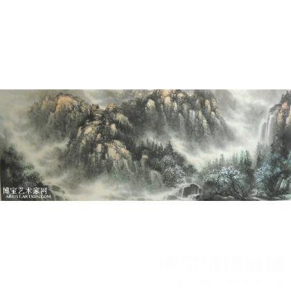 放眼云山 山水画 李长生作品 类别: 国画山水作品