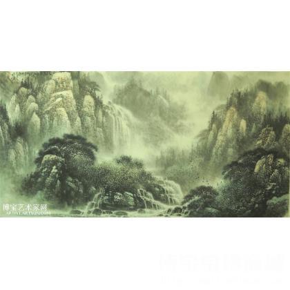 清泉石上流 山水画 李长生作品 类别: 国画山水作品